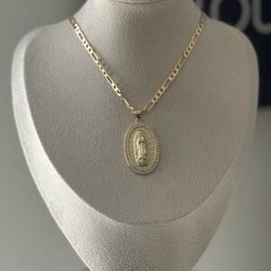 Gold plated Our Lady of Guadalupe pendant necklace